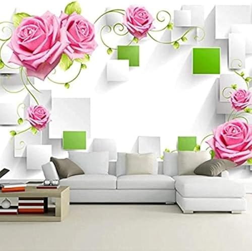 XLMING Stereoskopische Geometrische Rosa Blume Kunst 3D Tapete Hochwertige Strukturierte Seide Wohnzimmer Sofa Schlafzimmer Esszimmer Home Dekoration-250cm×170cm von XLMING