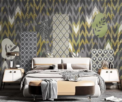 XLMING Vintage Abstrakte Linie Geometrisches Muster Grüne Blätter 3D Tapete Premium Strukturierte Seide Speisesaal Arbeitszimmer Wohnzimmer Schlafzimmer Sofa TV Wand-350cm×256cm XLMING Vintage Abstrakte Linie Geometrisches Muster Grüne Blätter 3D Tapete Premium Strukturierte Seide Speisesaal Arbeitszimmer Wohnzimmer Schlafzimmer Sofa TV Wand-350cm×256cm von XLMING