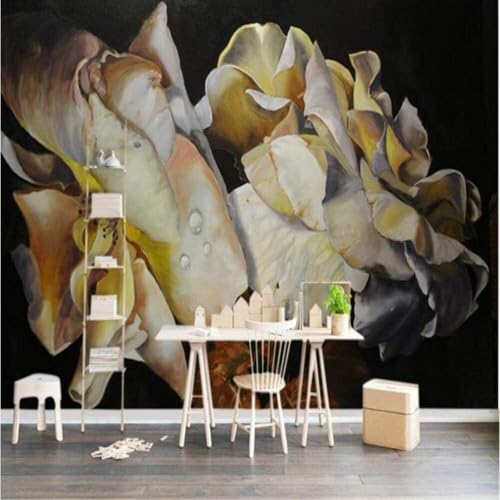 XLMING Vintage Art Nostalgie Rose Perlen 3D Tapete Hochwertige Strukturierte Seide Wohnzimmer Sofa Schlafzimmer Esszimmer Home Dekoration-250cm×170cm von XLMING