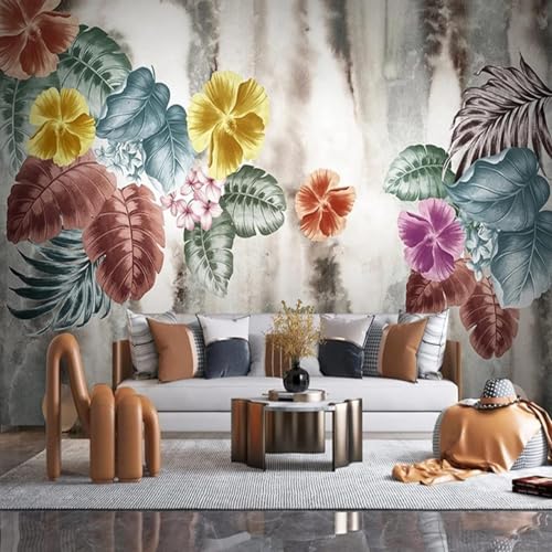 XLMING Vintage Hand Painted Tropical Plants Bunte Blumen 3D Tapete Premium Strukturierte Seide Speisesaal Arbeitszimmer Wohnzimmer Schlafzimmer Sofa TV Wand-400cm×280cm XLMING Vintage Hand Painted Tropical Plants Bunte Blumen 3D Tapete Premium Strukturierte Seide Speisesaal Arbeitszimmer Wohnzimmer Schlafzimmer Sofa TV Wand-400cm×280cm von XLMING