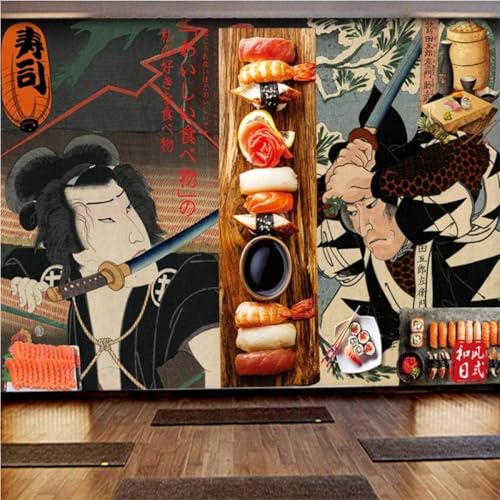XLMING Vintage Handgemalte Abstrakte Gourmet Sushi Figuren 3D Tapeten Tapete Seidigkeit Home Esszimmer Möbel Sofa Schlafzimmer Wohnzimmer TV Hintergrund-250cm×170cm von XLMING