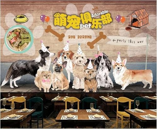 XLMING Vintage Handgemalten Niedlichen Cartoon Haustier Hund Holzmaserung 3D Tapete Hochwertige Strukturierte Seide Wohnzimmer Sofa Schlafzimmer Esszimmer Home Dekoration-200cm×140cm XLMING Vintage Handgemalten Niedlichen Cartoon Haustier Hund Holzmaserung 3D Tapete Hochwertige Strukturierte Seide Wohnzimmer Sofa Schlafzimmer Esszimmer Home Dekoration-200cm×140cm von XLMING