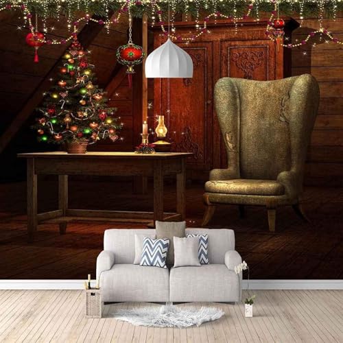 XLMING Vintage Kubischer Tisch Stuhl Holzkabinett 3D Tapete Premium Strukturierte Seide Speisesaal Arbeitszimmer Wohnzimmer Schlafzimmer Sofa TV Wand-200cm×140cm von XLMING