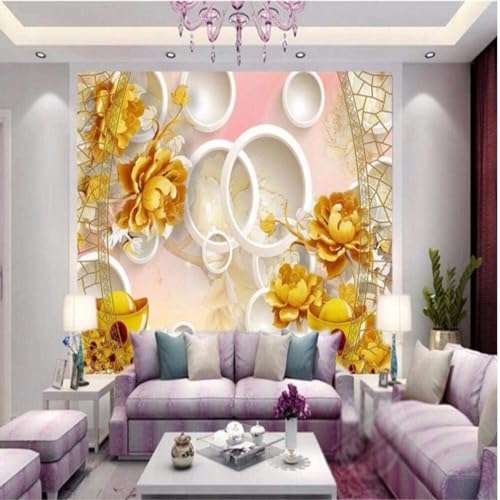XLMING Warm Gold Pfingstrosen Weiß Geometrie Kreise 3D Tapete Premium Strukturierte Seide Speisesaal Arbeitszimmer Wohnzimmer Schlafzimmer Sofa TV Wand-150cm×105cm XLMING Warm Gold Pfingstrosen Weiß Geometrie Kreise 3D Tapete Premium Strukturierte Seide Speisesaal Arbeitszimmer Wohnzimmer Schlafzimmer Sofa TV Wand-150cm×105cm von XLMING