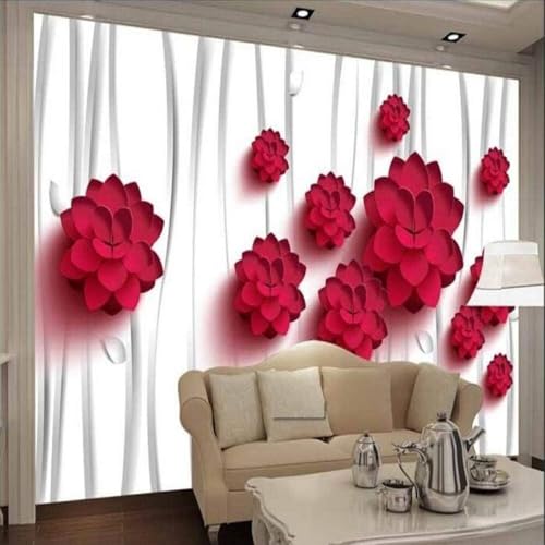 XLMING Warme Rote Blumen 3D Tapete Premium Strukturierte Seide Speisesaal Arbeitszimmer Wohnzimmer Schlafzimmer Sofa TV Wand-350cm×256cm XLMING Warme Rote Blumen 3D Tapete Premium Strukturierte Seide Speisesaal Arbeitszimmer Wohnzimmer Schlafzimmer Sofa TV Wand-350cm×256cm von XLMING