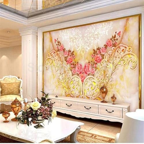 XLMING Warmes Schönes Marmorähnliches Blumenmuster 3D Tapeten Tapete Seidigkeit Home Esszimmer Möbel Sofa Schlafzimmer Wohnzimmer TV Hintergrund-300cm×210cm von XLMING