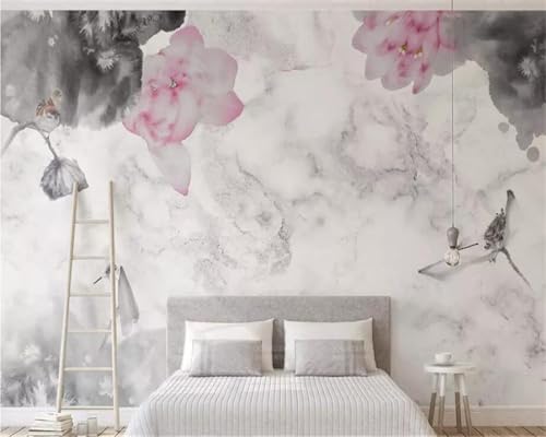 XLMING Weiße Marmorimitation Handgemalte Tinte Lotusblume 3D Tapete Hochwertige Strukturierte Seide Wohnzimmer Sofa Schlafzimmer Esszimmer Home Dekoration-300cm×210cm XLMING Weiße Marmorimitation Handgemalte Tinte Lotusblume 3D Tapete Hochwertige Strukturierte Seide Wohnzimmer Sofa Schlafzimmer Esszimmer Home Dekoration-300cm×210cm von XLMING