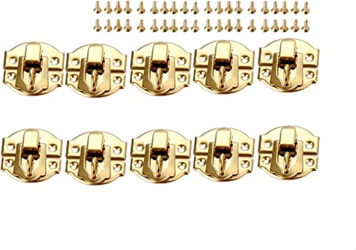 Antik Retro Hasp Lock Buckle Hook Eye Latch, 10 Stück Gold Schmuckschatullen Verschlüsse Hasps Lock Catch Verschlüsse for Schmuck Brust Box Koffer Vorhängeschloss Handtasche Schnalle Clip Verschluss 2 von XLMURZAC