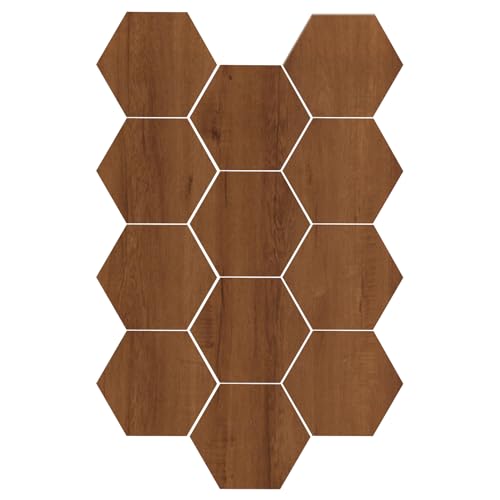 Hexagon Akustikplatten Selbstklebend,12 Stück Hexagon Wandpaneele Schallabsorber Schallschutz für Wand Decke Tür Studio (Dunkelbraun) von XLSBZ
