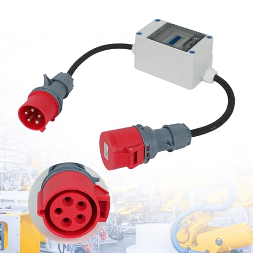 Mobiler Digitaler Stromzähler,MID 2024 Digital Drehstromzähler mit CEE Stecker und Kupplung,IP55 CEE Adapter Stromzähler für Camping E-Auto (32A) von XLSBZ