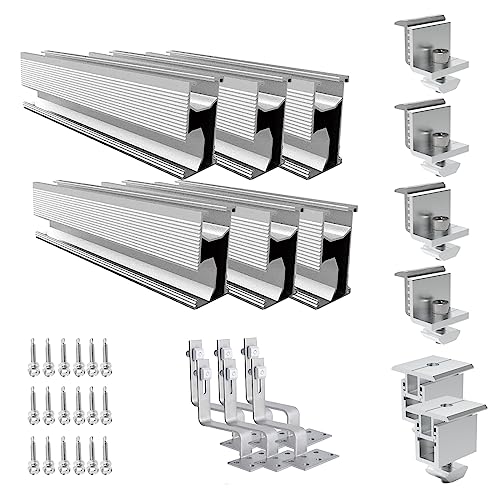 Photovoltaik Solar Ziegeldach Montage Set mit Dachhaken,Solarmodul Halterung Ziegeldach Befestigungsschiene Solar Ziegeldach Montage Set für 30-50mm Modulhöhe (für 2 x Module) von XLSBZ
