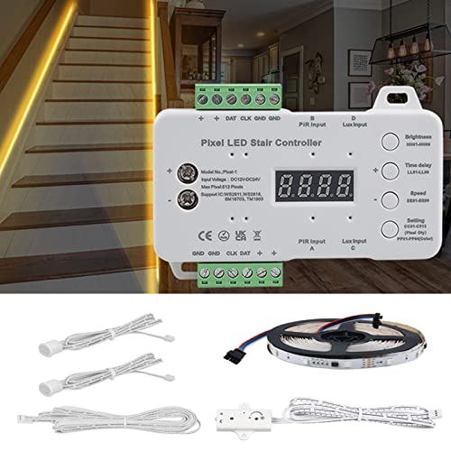 RGB LED-Treppenstufenbeleuchtung PIR Bewegungsmelder Treppenlicht-Controller & 5M LED-Streifen (1 Stück Controller + 5M LED-Streifen) von XLSBZ