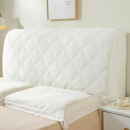 XLSBZ Bett-Kopfteilbezug, elastischer Stretch-Kopfteil-Schonbezug, staubdicht, Schutzhülle für Einzel-/Doppelbett-Kopfteil (Beige, 180 cm) von XLSBZ