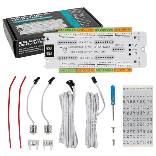 XLSBZ LED-Treppenstufenbeleuchtung Controller mit Bewegungsmelder,5 Modi 32 Stufen Treppenlichtsteuerung LED-Treppenlicht-Controller von XLSBZ