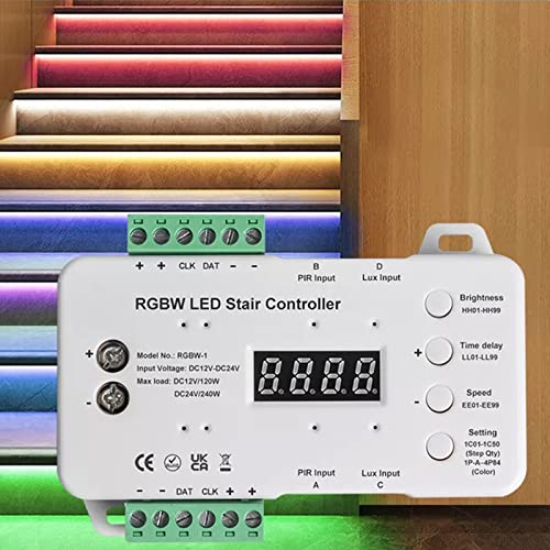 XLSBZ LED-Treppenstufenbeleuchtung mit Bewegungsmelder,16 Stufen LED Treppenlicht RGBW Bunte Treppenlichter Farbige Licht (RGBW) von XLSBZ
