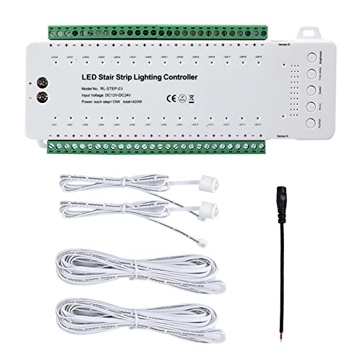 XLSBZ LED-Treppenstufenbeleuchtung Controller mit Bewegungsmelder,28 Stufen Treppenlichtsteuerung LED-Treppenlicht-Controller von XLSBZ