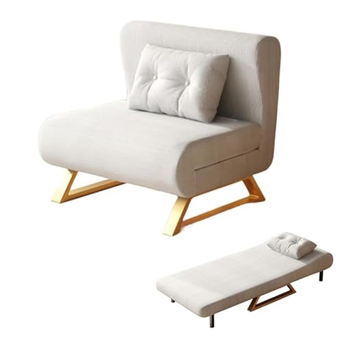 XLSBZ Schlafsessel mit Bettfunktion, Schlafsofa mit 5-Stufig Verstellbarer Rückenlehne, Klappbar Couch für Wohnzimmer Schlafzimmer kleine Wohnung (Cremefarben) von XLSBZ