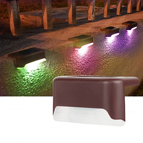 XLSBZ Solarlampen für Außen Garten,12 Stück Solar Deckleuchten IP65 Wasserdichte Draussen Garten Licht Solarleuchte für Terrasse, Garten Dekoration,Zaun,Stufen und Treppen (Farbiges Licht, Braun) von XLSBZ