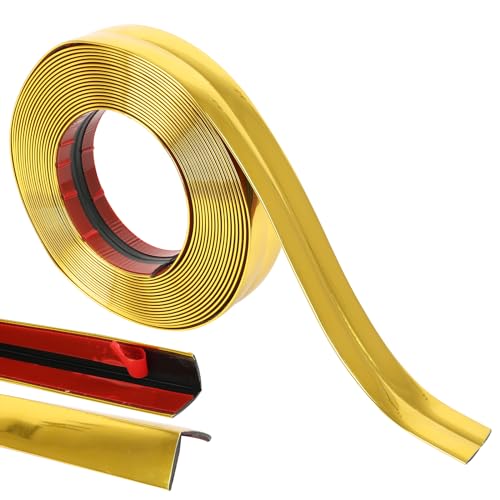XLSBZ Zierleisten Selbstklebend,4x100CM Flexible Knickleiste PVC Abschlussleiste Selbstklebend Deckenleisten Stuckleisten Wand Fliesenkante und Eckendekor - Schälen und aufkleben (Gold) von XLSBZ