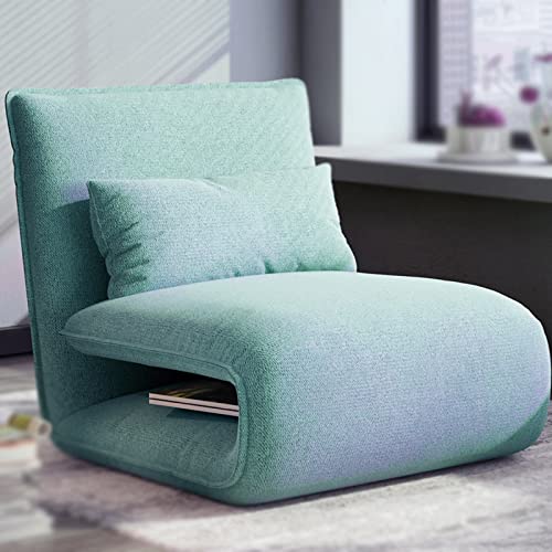 Bodenstuhl mit Rückenstütze, tragbar, zusammenklappbar, Meditationstatami-Stuhl, gepolsterter Bodensitz, Baumwollmaterial, Bodensofa, kann als Liegestuhl/Matratze/Sofa verwendet werden (Farbe: Grün) von XLTEAM