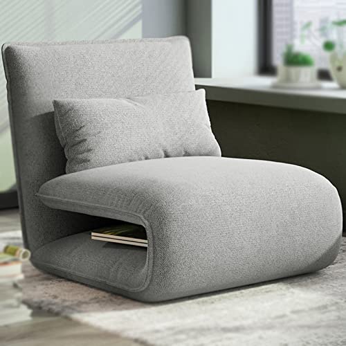 Bodenstuhl mit Rückenstütze, tragbar, zusammenklappbar, Meditationstatami-Stuhl, gepolsterter Bodensitz, Baumwollmaterial, Bodensofa, kann als Liegestuhl/Matratze/Sofa verwendet werden (Farbe: Grau) von XLTEAM