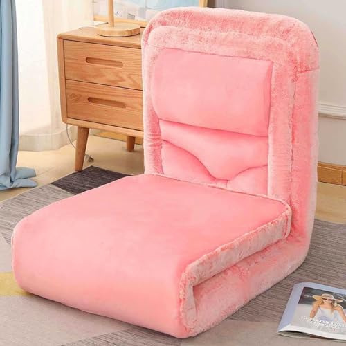 Bodenstuhl mit Rückenstütze für Erwachsene, 5 Positionen verstellbar, faltbar, Korallen-Fleece, faules Sofa für Wohnzimmer, Schlafzimmer, Büro von XLTEAM