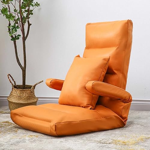 Faltbares Lazy Schlafsofa, Bodenstuhl mit Rückenstütze für Erwachsene, gepolsterter Gaming-Liegestuhl mit Armlehnen und Kissen, zum Lesen von Wohnzimmer, Schlafzimmer von XLTEAM