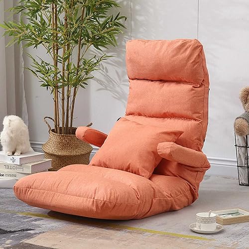 Faltbares Lazy Schlafsofa, Bodenstuhl mit Rückenstütze für Erwachsene, gepolsterter Gaming-Liegestuhl mit Armlehnen und Kissen, zum Lesen von Wohnzimmer, Schlafzimmer von XLTEAM