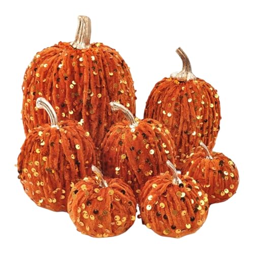 XLWLLNJ 7 Stück Künstliche Glitzerkürbisse, Falsche Kürbisse für Zuhause, Herbst, Tisch, Basteln, Verschiedene Samtkürbisse, Herbstdekorationen, Braun XLWLLNJ 7 Stück Künstliche Glitzerkürbisse, Falsche Kürbisse für Zuhause, Herbst, Tisch, Basteln, Verschiedene Samtkürbisse, Herbstdekorationen, Braun von XLWLLNJ