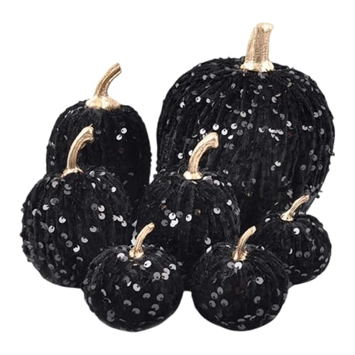 XLWLLNJ 7 Stück Künstliche Glitzerkürbisse, Falsche Kürbisse für Zuhause, Herbst, Tisch, Basteln, Verschiedene Samtkürbisse, Herbstdekorationen, Schwarz XLWLLNJ 7 Stück Künstliche Glitzerkürbisse, Falsche Kürbisse für Zuhause, Herbst, Tisch, Basteln, Verschiedene Samtkürbisse, Herbstdekorationen, Schwarz von XLWLLNJ