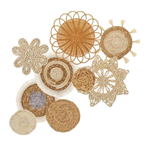 XLWLLNJ 9 Stück Wandkorb Boho Seagraskorb Wanddeko Set Handgefertigte Rattan Wandschmuck Dekoration Geflochten Wohnzimmer für Geschenk Schlafzimmer von XLWLLNJ