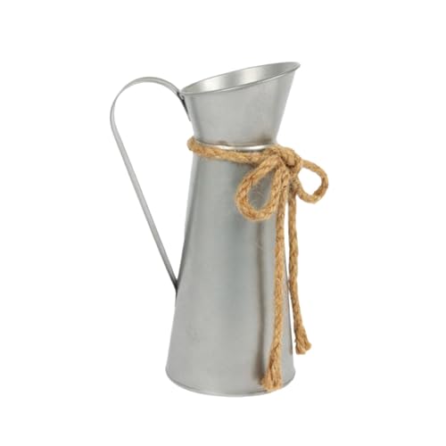 XLWLLNJ Dekorative Vase Blumencontainer Eisen Metallkrug Tischdekorationsgefäß Rustikale Optik für Esszimmer Büro Wohnzimmer Eingang Schlafzimmer, Silber XLWLLNJ Dekorative Vase Blumencontainer Eisen Metallkrug Tischdekorationsgefäß Rustikale Optik für Esszimmer Büro Wohnzimmer Eingang Schlafzimmer, Silber von XLWLLNJ