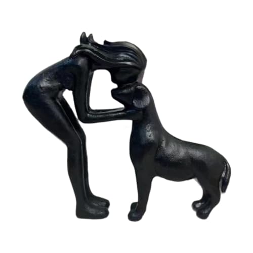 XLWLLNJ Frau Und Hund Statue Als Haustierskulptur Und Dekofigur Eine Regalfigur Als Geschenkidee Aus Kunstharz Gefertigt für Die Heimdekoration auf Fü, Schwarz XLWLLNJ Frau Und Hund Statue Als Haustierskulptur Und Dekofigur Eine Regalfigur Als Geschenkidee Aus Kunstharz Gefertigt für Die Heimdekoration auf Fü, Schwarz von XLWLLNJ