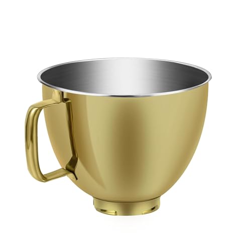 Mixer Bowl, Kippkopfmixer 4,5–5 QT Edelstahl-Mixerschüssel, kompatibel mit KitchenAid-Zubehör Golden Bowl K45 KSM70 KSM150,Stand Mixer Mixer Bowl, Kippkopfmixer 4,5–5 QT Edelstahl-Mixerschüssel, kompatibel mit KitchenAid-Zubehör Golden Bowl K45 KSM70 KSM150,Stand Mixer von XLYMTLSO