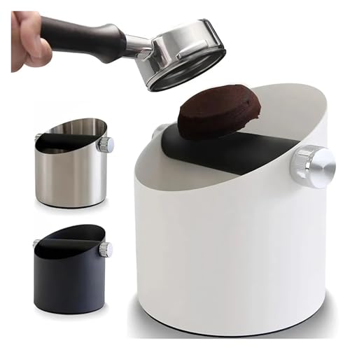 large capacity, Espresso-Abklopfbehälter, großes Fassungsvermögen und rutschfeste Basis, Kaffee-Abklopfbehälter, Zubehör for Espressomaschinen, Silber, Weiß, Schwarz,knock box(Stainless Steel) von XLYMTLSO