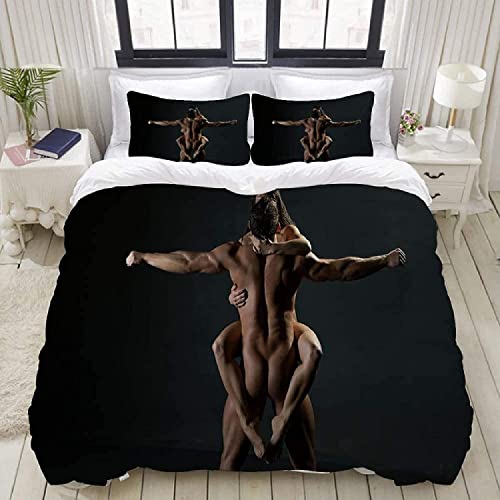 XLYYDS Bettwäsche 135x200 Romantisches Paar, Weiche Microfaser 3D Bettbezug Sexy, Bettbezüge Romantisches Paar und 2 Kissenbezug 80x80 cm von XLYYDS