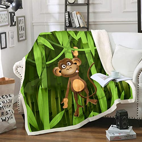Kuscheldecke 120x150 cm 3D Süßer AFFE, Wolldecke Bambus Flauschige Fleecedecke, Warme Sherpa Decke Wohndecke Sofadecke, für Tagesdecke Blanket Couchdecke von XLYYDS