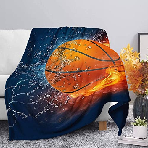 Kuscheldecke 130x150 Basketball, 3D Gedruckte Flanell Fleecedecke Basketball Weiche und Warme Wohndecke, Decke als Sofadecke, Tagesdecke Wolldecke für Kinder Erwachsene von XLYYDS