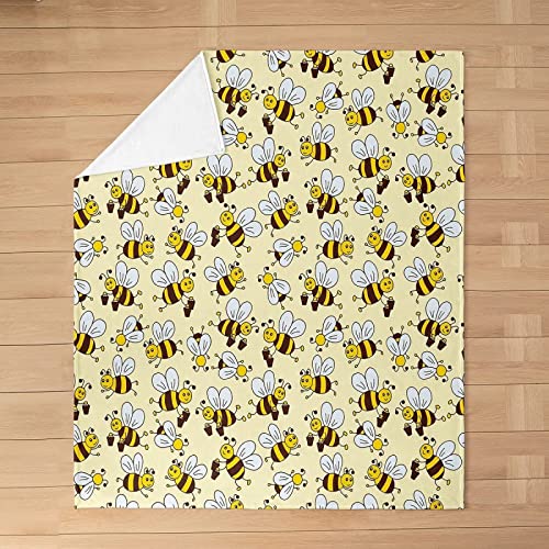 Kuscheldecke 130x150 Biene, 3D Gedruckte Flanell Fleecedecke Biene Weiche und Warme Wohndecke, Decke als Sofadecke, Tagesdecke Wolldecke für Kinder Erwachsene von XLYYDS