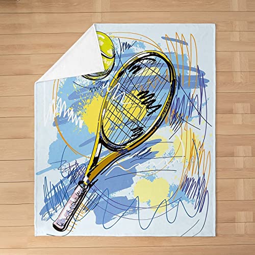 Kuscheldecke 140x200 Tennis, 3D Gedruckte Flanell Fleecedecke Thema Sport Weiche und Warme Wohndecke, Decke als Sofadecke, Tagesdecke Wolldecke für Kinder Erwachsene von XLYYDS