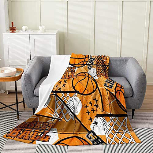 Kuscheldecke 150x200 Basketball, 3D Gedruckte Flanell Fleecedecke Basketball Weiche und Warme Wohndecke, Decke als Sofadecke, Tagesdecke Wolldecke für Kinder Erwachsene von XLYYDS