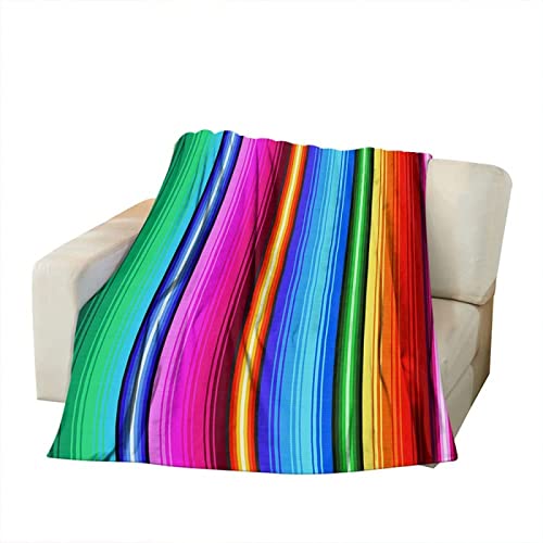 Kuscheldecke 150x200 Bunte Streifen, 3D Gedruckte Flanell Fleecedecke Bunte Streifen Weiche und Warme Wohndecke, Decke als Sofadecke, Tagesdecke Wolldecke für Kinder Erwachsene von XLYYDS