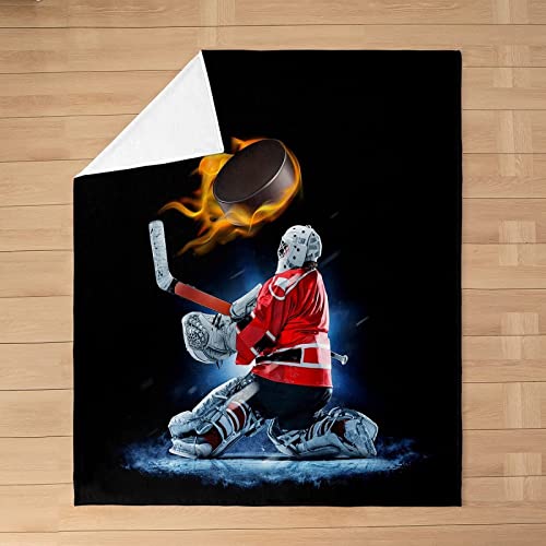 Kuscheldecke 150x200 Eishockey, 3D Gedruckte Flanell Fleecedecke Eishockey Weiche und Warme Wohndecke, Decke als Sofadecke, Tagesdecke Wolldecke für Kinder Erwachsene von XLYYDS