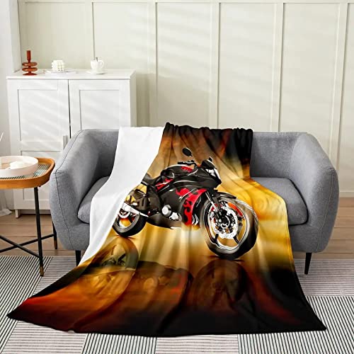 Kuscheldecke 180x200 Motorrad, 3D Gedruckte Flanell Fleecedecke Jugendliche Weiche und Warme Wohndecke, Decke als Sofadecke, Tagesdecke Wolldecke für Kinder Erwachsene von XLYYDS