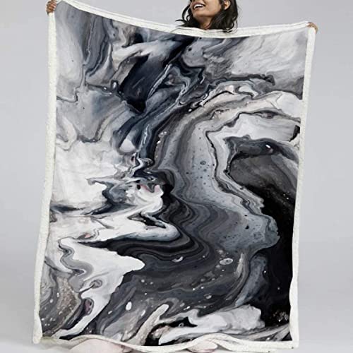 Kuscheldecke 80x150 cm 3D Marmor, Wolldecke Grau Flauschige Fleecedecke, Warme Sherpa Decke Wohndecke Sofadecke, für Tagesdecke Blanket Couchdecke von XLYYDS