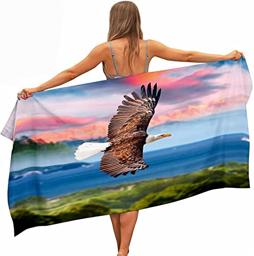 Mikrofaser Strandtuch Adler 80x160 cm für Erwachsene, 3D Strandhandtuch Meereslandschaft Weiches Leicht Schnelltrocknend Sandfreies StrandtüCher für Strand Schwimmen von XLYYDS