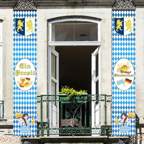 2 Stück Oktoberfest Deko Banner, Bierfest Dekoration Set, Bayerisches Oktoberfest Fahnen, Oktoberfest Willkommen Banner für Oktoberfestparty Indoor Outdoor (180 * 30cm) 2 Stück Oktoberfest Deko Banner, Bierfest Dekoration Set, Bayerisches Oktoberfest Fahnen, Oktoberfest Willkommen Banner für Oktoberfestparty Indoor Outdoor (180 * 30cm) von XLZJYIJ