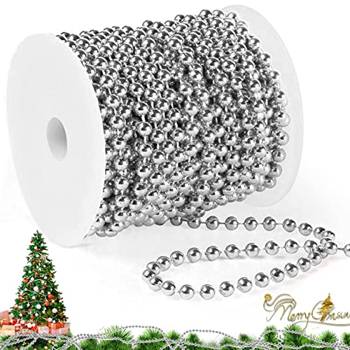 Perlen Girlande, Perlengirlande Weihnachten, Perlenschnur Weihnachten, Hochzeit Perlenschnur, für Perlenschnur Tisch Deko Perlenkette Hochzeitsdeko (Silber) von XLZJYIJ