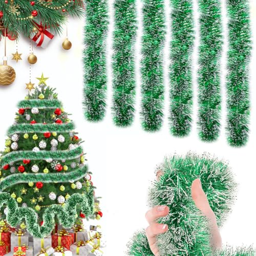 Weihnachten Lametta Girlande, 6 Stück x 2M Lametta Girlande Weihnachtsgirlande, Weihnachtsgirlande, Weihnachtsbaum Dekoration Girlande für Weihnachten Party, Tannenbaum Feiern von XLZJYIJ