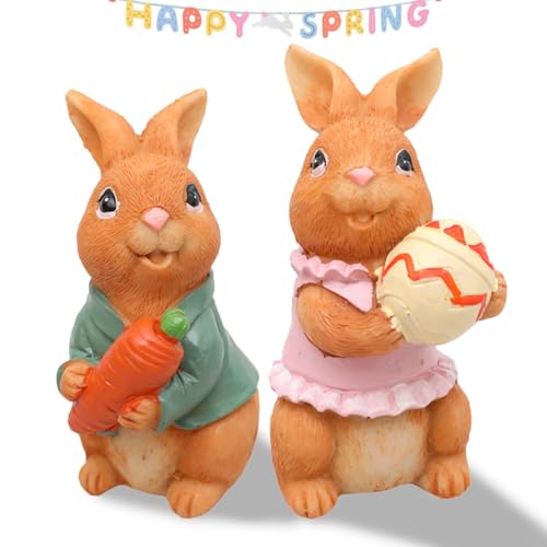 XLZJYIJ Osterhasen Figuren, 2 Stück Harz Osterhase, Hase Figuren, Hasen Deko Figur, Osterhasen Deko, Osterhasen-Paar für Ostern Tisch Garten Frühling Deko XLZJYIJ Osterhasen Figuren, 2 Stück Harz Osterhase, Hase Figuren, Hasen Deko Figur, Osterhasen Deko, Osterhasen-Paar für Ostern Tisch Garten Frühling Deko von XLZJYIJ